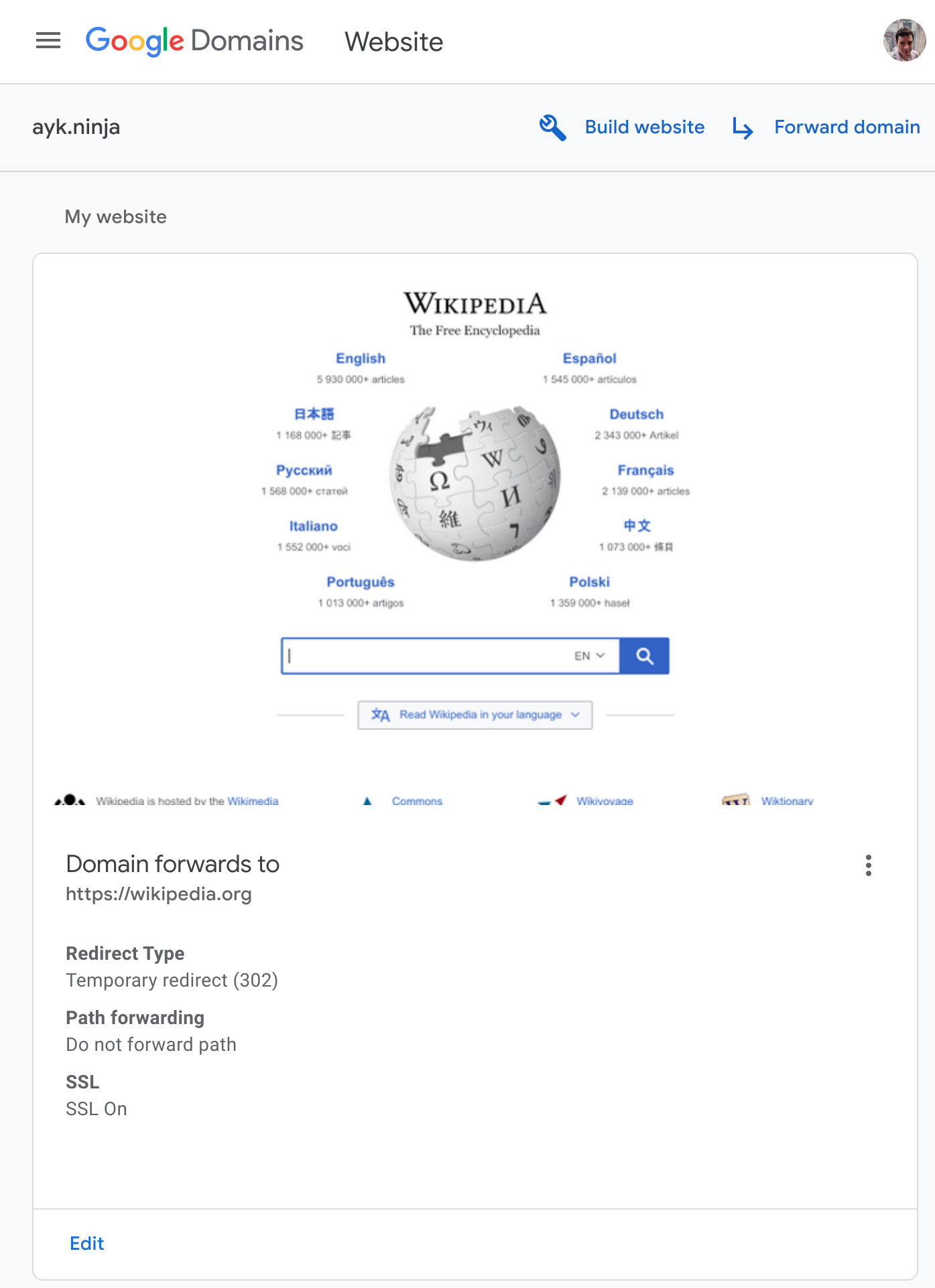 Google Domains Forwarding with SSL